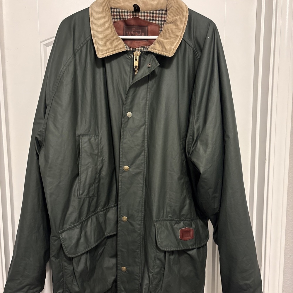 VTG 1990s Woolrich Wool Lined Nylon Jacket Made In USA Cord Collar Chore 2XL-3XL